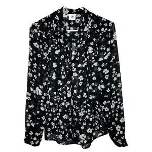 Cabi Delight Sheer Blouse | Long Sleeve Floral Shirt | Women's Size S Flowy Top